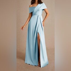 Elegant Something Blue Off-Shoulder Dress